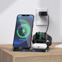 HOCO CW33 Bezdrátová 15W nabíječka 3v1 pro iPhone, Watch a AirPods, černá