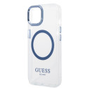Kryt Guess METAL OUTLINE pro iPhone 14 Plus - modrá