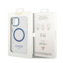 Kryt Guess METAL OUTLINE pro iPhone 14 Plus - modrá