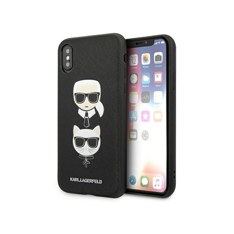 Kryt Karl Lagerfeld SAFFIANO KARL&CHOU PETTE Head pro iPhone XS Max - černý
