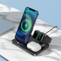 HOCO CW33 Bezdrátová 15W nabíječka 3v1 pro iPhone, Watch a AirPods, černá