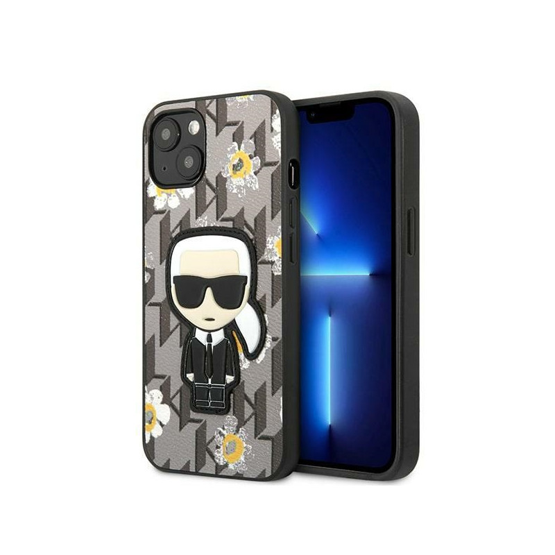Kryt Karl Lagerfeld FLOWER IKONIK Karl pro iPhone 13 mini - šedý