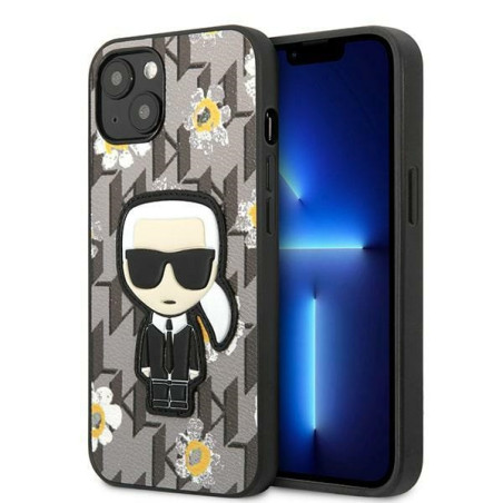 Kryt Karl Lagerfeld FLOWER IKONIK Karl iPhone 13 mini šedý