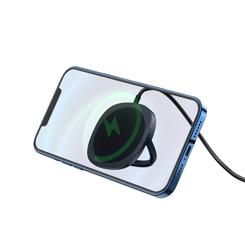 HOCO CW35 Bezdrátová magnetická (MagSafe) USB-C nabíječka se stojánkem, 15W, černá