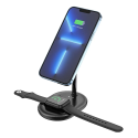 HOCO CW40 Bezdrátová MagSafe 20W nabíječka 3v1 pro iPhone, Watch a AirPods, černá