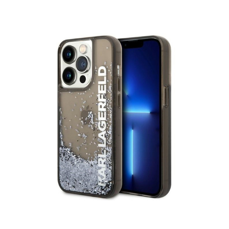 Kryt Karl Lagerfeld LIQUID GLITTER ELONG pro iPhone 14 Pro - black