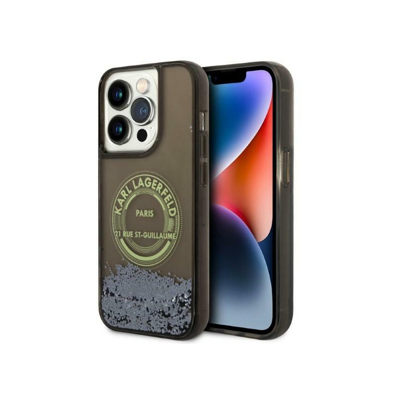 Kryt Karl Lagerfeld LIQUID GLITTER RSG pro iPhone 14 Pro - black