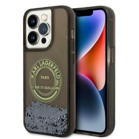 Kryt Karl Lagerfeld LIQUID GLITTER RSG pro iPhone 14 Pro - black