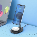 HOCO CW40 Bezdrátová MagSafe 20W nabíječka 3v1 pro iPhone, Watch a AirPods, černá