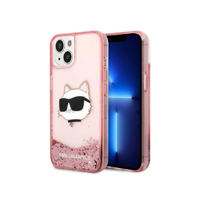 Kryt Karl Lagerfeld GLITTER CHOUPETTE Head pro iPhone 14 Plus - růžová