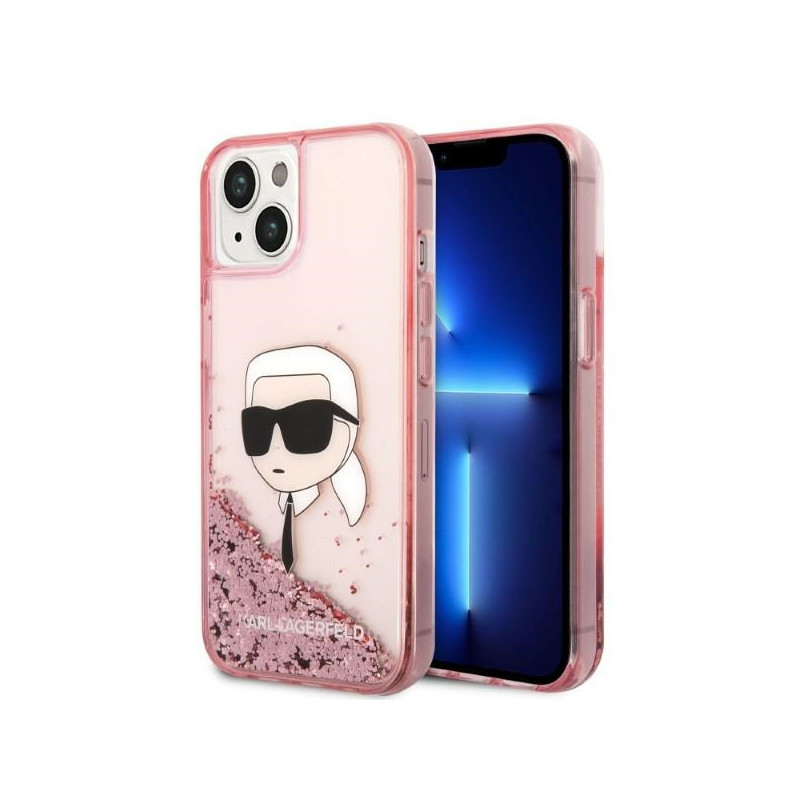 Kryt Karl Lagerfeld Glitter Karl's Head pro iPhone 14 Plus - růžová
