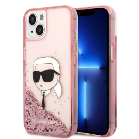 Kryt Karl Lagerfeld Glitter Karl's Head iPhone 14 Plus - růžová