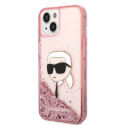 Kryt Karl Lagerfeld Glitter Karl's Head iPhone 14 Plus - růžová