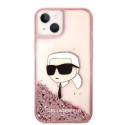 Kryt Karl Lagerfeld Glitter Karl's Head iPhone 14 Plus - růžová