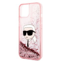 Kryt Karl Lagerfeld Glitter Karl's Head iPhone 14 Plus - růžová