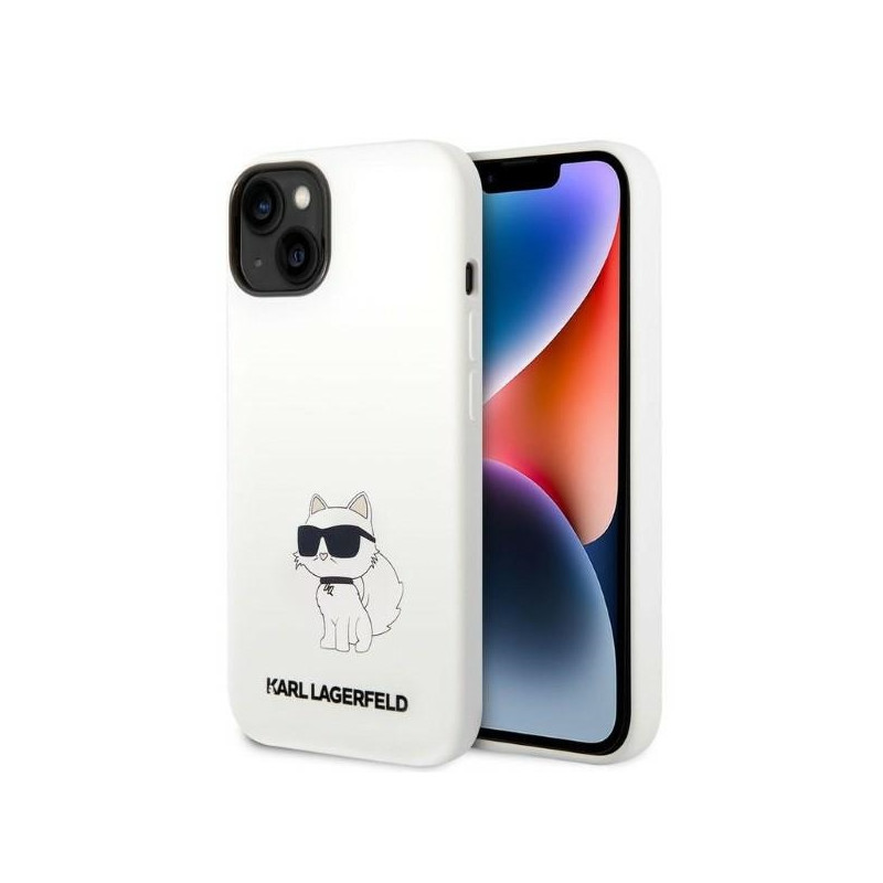 Kryt Karl Lagerfeld CHOUPETTE Silicone Ikonik pro iPhone 14 Plus - bílá