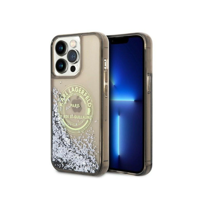 Kryt Karl Lagerfeld LIQUID GLITTER RSG pro iPhone 14 Pro Max - černý