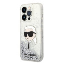 Kryt Karl Lagerfeld LIQUID GLITTER pro iPhone 14 Pro Max - stříbrný