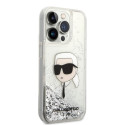 Kryt Karl Lagerfeld LIQUID GLITTER pro iPhone 14 Pro Max - stříbrný