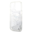 Kryt Karl Lagerfeld LIQUID GLITTER pro iPhone 14 Pro Max - stříbrný