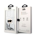 Kryt Karl Lagerfeld LIQUID GLITTER pro iPhone 14 Pro Max - stříbrný