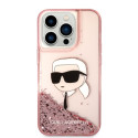 Kryt Karl Lagerfeld GLITTER Karl's Head iPhone 14 Pro Max - růžová
