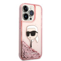 Kryt Karl Lagerfeld GLITTER Karl's Head iPhone 14 Pro Max - růžová
