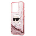 Kryt Karl Lagerfeld GLITTER Karl's Head iPhone 14 Pro Max - růžová