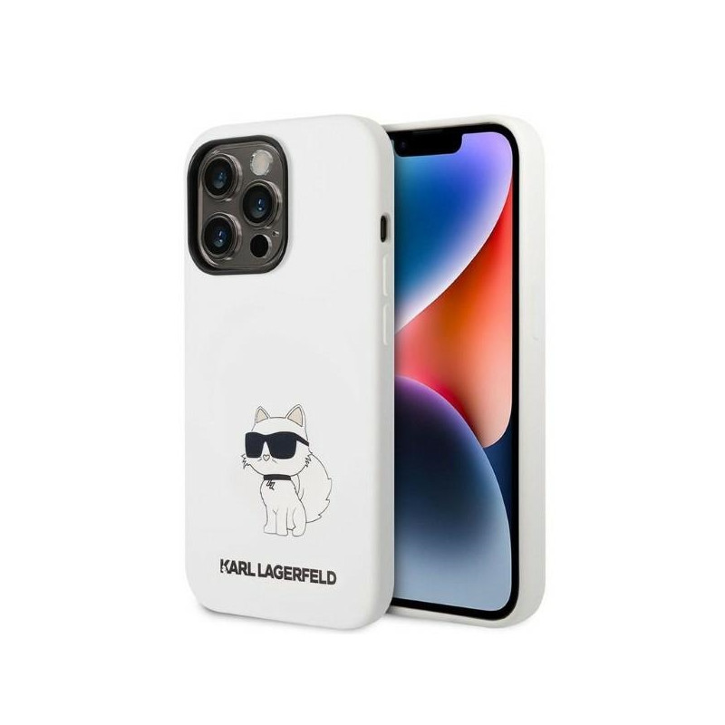 Kryt Karl Lagerfeld CHOUPETTE Silicone pro iPhone 14 Pro Max - bílý