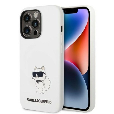 Kryt Karl Lagerfeld CHOUPETTE Silicone iPhone 14 Pro Max bílý