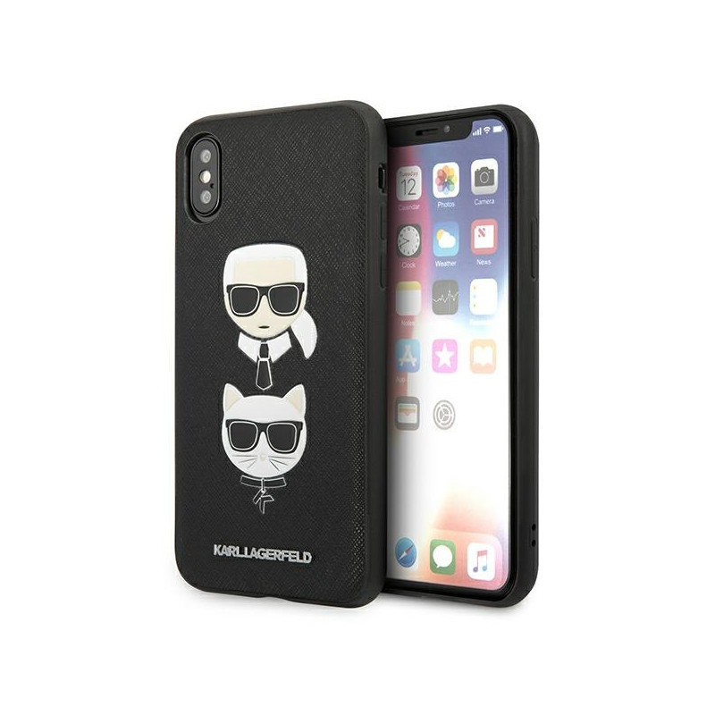 Kryt Karl Lagerfeld SAFFIANO KARL&CHOUPETTE Head pro iPhone X/XS - černý