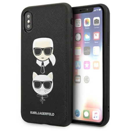 Kryt Karl Lagerfeld SAFFIANO KARL&CHOUPETTE Head pro iPhone X/XS čern