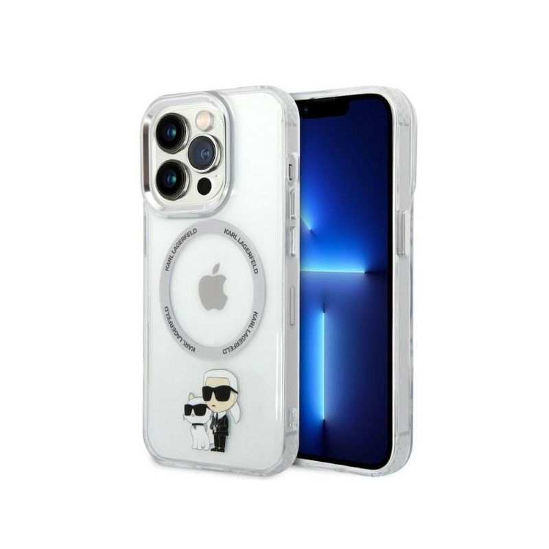 Kryt Karl Lagerfeld IKONICKÝ KARL&CHOUPETTE pro iPhone 14 Pro - transparent