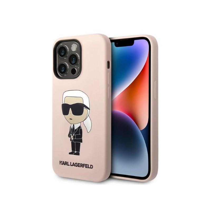Kryt Karl Lagerfeld IKONIK pro iPhone 14 Pro - růžový