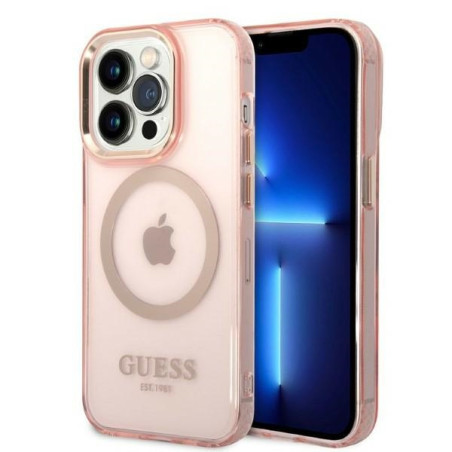 Kryt Guess GUHMP14LHTCMP iPhone 14 Pro růžová (MagSafe)