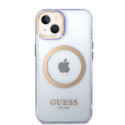 Kryt GUESS Gold Outline Magsafe pro iPhone 14 – fialová