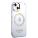 Kryt GUESS Gold Outline Magsafe pro iPhone 14 – fialová