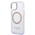 Kryt GUESS Gold Outline Magsafe pro iPhone 14 – fialová