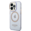 Kryt Guess Gold Outline MagSafe pro iPhone 14 Pro Max - fialová