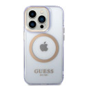 Kryt Guess Gold Outline MagSafe pro iPhone 14 Pro Max - fialová
