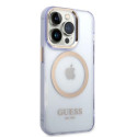 Kryt Guess Gold Outline MagSafe pro iPhone 14 Pro Max - fialová