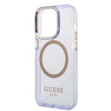Kryt Guess Gold Outline MagSafe pro iPhone 14 Pro Max - fialová