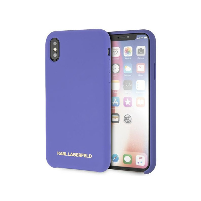 Kryt Karl Lagerfeld SILICONE pro iPhone X/XS - fialová