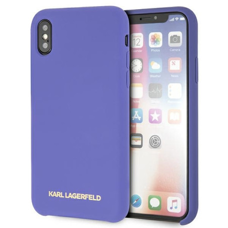 Kryt Karl Lagerfeld SILICONE pro iPhone X/XS - fialová