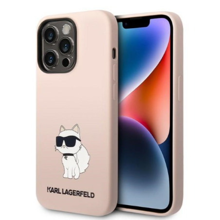Kryt Karl Lagerfeld Choupette pro iPhone 14 Pro – růžová