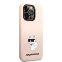 Kryt Karl Lagerfeld Choupette pro iPhone 14 Pro – růžová