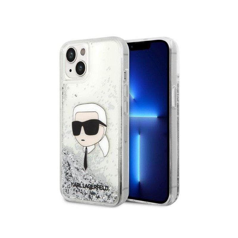 Kryt Karl Lagerfeld KLHCP14MLNKHCH pro iPhone 14 Plus - silver/silver hardcase glitter Karl Head