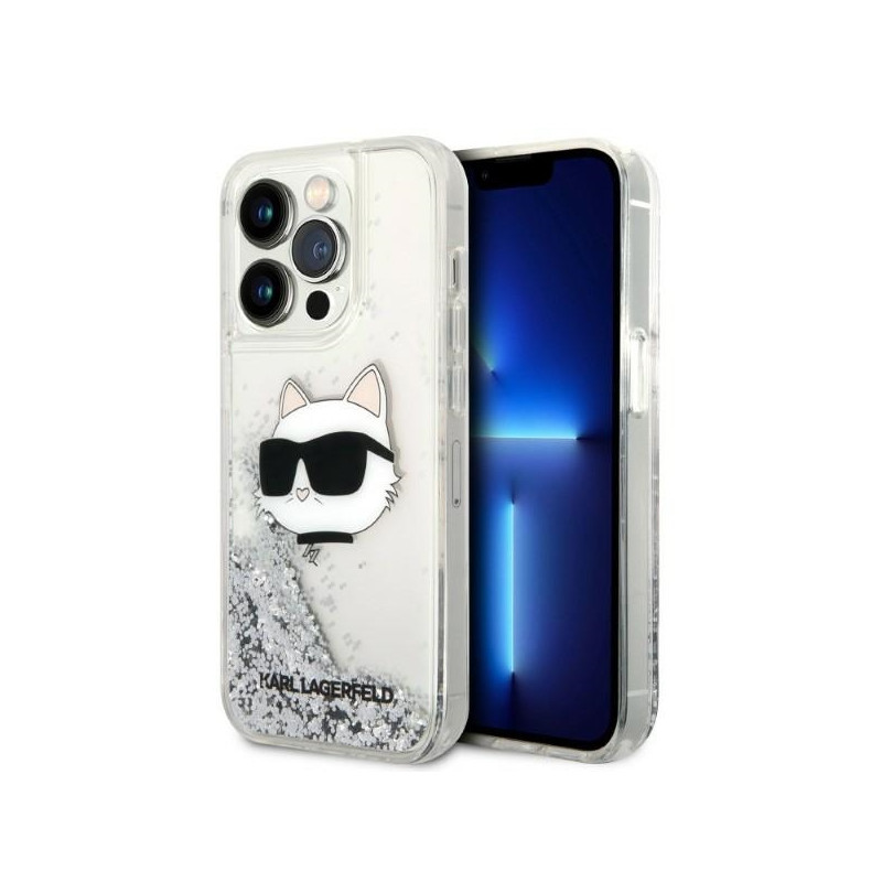 Kryt Karl Lagerfeld KLHCP14XLNHCS pro iPhone 14 Pro Max - stříbrná/stříbrná