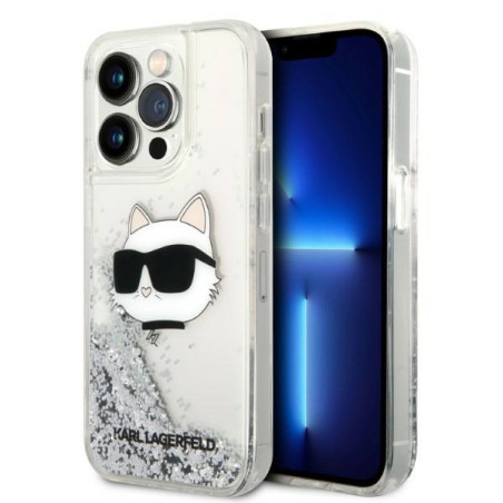 Kryt Karl Lagerfeld KLHCP14XLNHCS pro iPhone 14 Pro Max - stříbrná