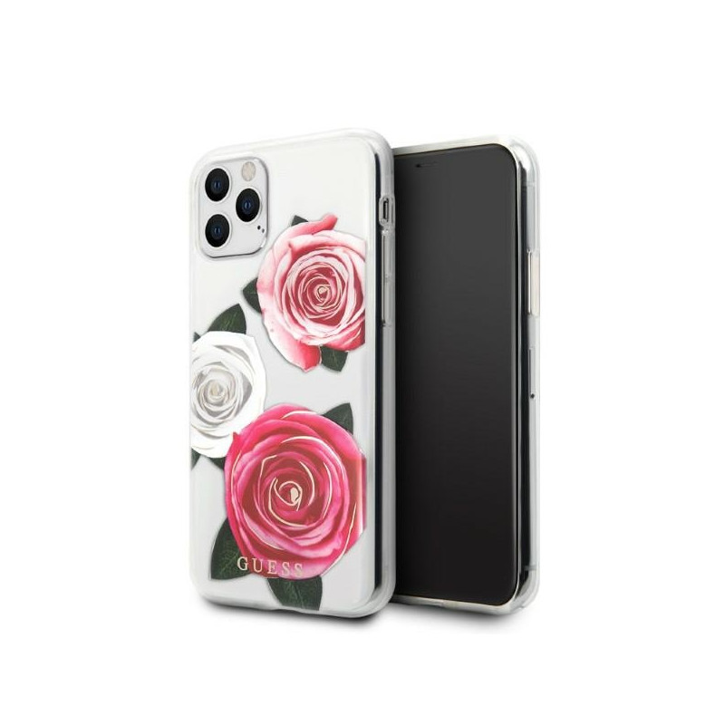 Kryt Guess GUHCN58ROSTRT pro iPhone 11 Pro - transparent růžová/bílá
